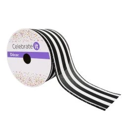 Top 10 🔔 2.5" Black Stripe Faux Linen Wired Ribbon by Celebrate It™ 🥰