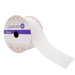 Deals ✨ 2.5" White Faux Linen Wired Ribbon by Celebrate It™ 🌟