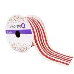 Top 10 🧨 12 Pack: 2.5" Stripe Faux Cotton Wired Ribbon by Celebrate It™ ⌛