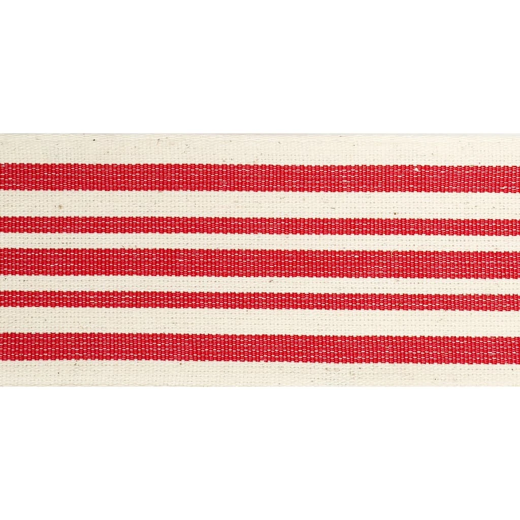Top 10 ❤️ 2.5" Red & Ivory Stripe Faux Cotton Wired Ribbon by Celebrate It™ ✔️ 3 Top 10 ❤️ 2.5" Red & Ivory Stripe Faux Cotton Wired Ribbon by Celebrate It™ ✔️ - Image 3