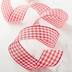 Coupon 🔔 2.5" Red & White Gingham Wired Ribbon by Celebrate It™ 🛒 -Celebrate It Sales Shop 10659066 20