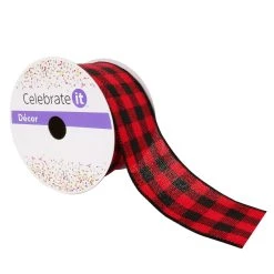 Outlet ❤️ 12 Pack: 2.5" Buffalo Check Wired Ribbon by Celebrate It™ 🌟