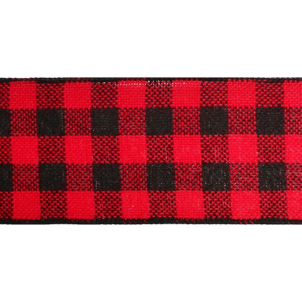 Hot Sale ⭐ 2.5" Red & Black Buffalo Check Wired Ribbon by Celebrate It™ ✨ 3 Hot Sale ⭐ 2.5" Red & Black Buffalo Check Wired Ribbon by Celebrate It™ ✨ - Image 3