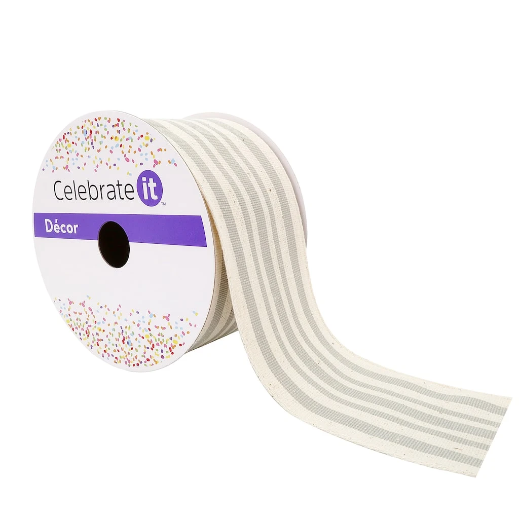 Top 10 π 2.5" Stripe Faux Cotton Wired Ribbon by Celebrate It™ β¨ 1 Top 10 π 2.5" Stripe Faux Cotton Wired Ribbon by Celebrate It™ β¨