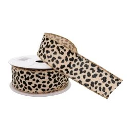 Promo 👏 1.5" Cheetah Faux Linen Wired Ribbon by Celebrate It™ 🧨 -Celebrate It Sales Shop 10659080 2