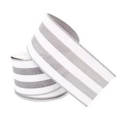 Buy ❤️ 12 Pack: 2.5" Faux Linen Wired Thick Striped Ribbon by Celebrate It™ Décor ✔️ -Celebrate It Sales Shop 10659082 2 1