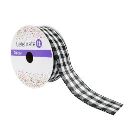 Deals ❤️ 12 Pack: 1.5" Gingham Wired Ribbon by Celebrate It™ Décor ⌛