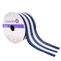 Top 10 💯 12 Pack: 2.5" Faux Cotton Wired Thick Striped Ribbon by Celebrate It™ Décor 🥰