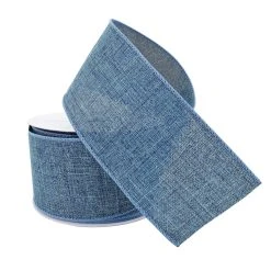Budget ⌛ 12 Pack: 2.5" Denim Faux Linen Wired Ribbon by Celebrate It™ Décor ✔️ -Celebrate It Sales Shop 10659093 2 1