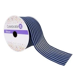 Best Sale 😍 2.5" Faux Linen Wired Pinstripe Ribbon by Celebrate It™ Décor 🔥