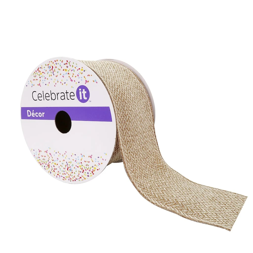 Wholesale π 12 Pack: 2.5" Wired Herringbone Ribbon by Celebrate It™ Décor π 1 Wholesale π 12 Pack: 2.5" Wired Herringbone Ribbon by Celebrate It™ Décor π