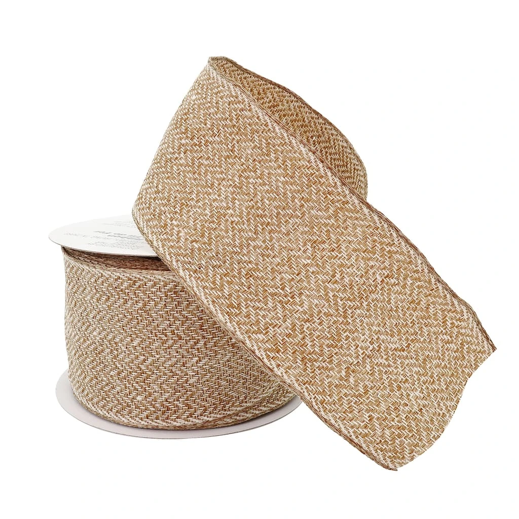Wholesale π 12 Pack: 2.5" Wired Herringbone Ribbon by Celebrate It™ Décor π 2 Wholesale π 12 Pack: 2.5" Wired Herringbone Ribbon by Celebrate It™ Décor π - Image 2