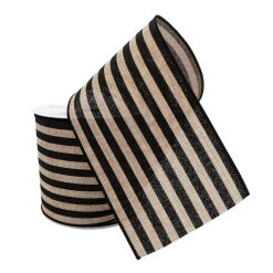 Budget 🔔 4" Faux Linen Wired Stripe Ribbon by Celebrate It™ ✔️ -Celebrate It Sales Shop 10659117 2