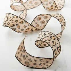 Wholesale ✔️ 2.5" Faux Linen Wired Leopard Ribbon by Celebrate It™ 👏 -Celebrate It Sales Shop 10659119 20