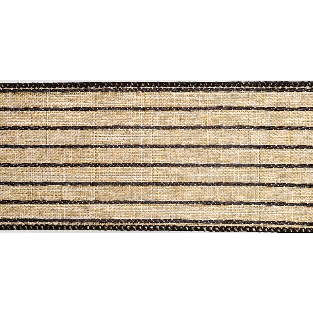 Buy π 12 Pack: 2.5" Faux Linen Wired Pinstripe Ribbon by Celebrate It™ π 3 Buy π 12 Pack: 2.5" Faux Linen Wired Pinstripe Ribbon by Celebrate It™ π - Image 3