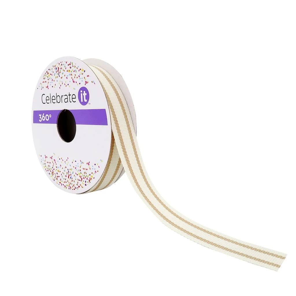 Coupon 𧨠5/8" Grosgrain Ticking Striped Ribbon by Celebrate It™ 360°™ π 1 Coupon 𧨠5/8" Grosgrain Ticking Striped Ribbon by Celebrate It™ 360°™ π