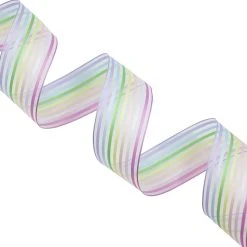 New 🔥 1.5" Sheer Wired Pastel Rainbow Striped Ribbon by Celebrate It™ 360°™ ⌛ -Celebrate It Sales Shop 10659264 3