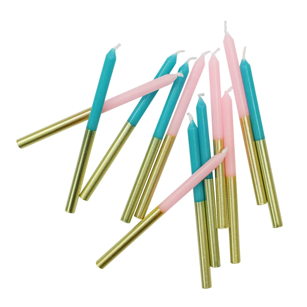 Cheap π 12 Packs: 12 ct. (144 total) Gold Dipped Pink & Teal Birthday Candles by Celebrate It™ π 1 Cheap π 12 Packs: 12 ct. (144 total) Gold Dipped Pink & Teal Birthday Candles by Celebrate It™ π