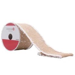 Flash Sale 🔥 3.5" Burlap Wire Snow Ribbon by Celebrate It™ ⌛ Christmas ✔️