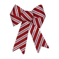 Best Sale ✔️ 9" Red & White Glitter Candy Cane Stripe Bow by Celebrate It™ Christmas ⭐