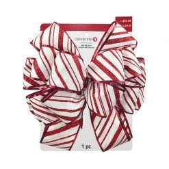 Budget ✨ 20.5" 💯 Candy Cane Stripe Tree Topper Bow by Celebrate It™ ❄ Christmas 🥰