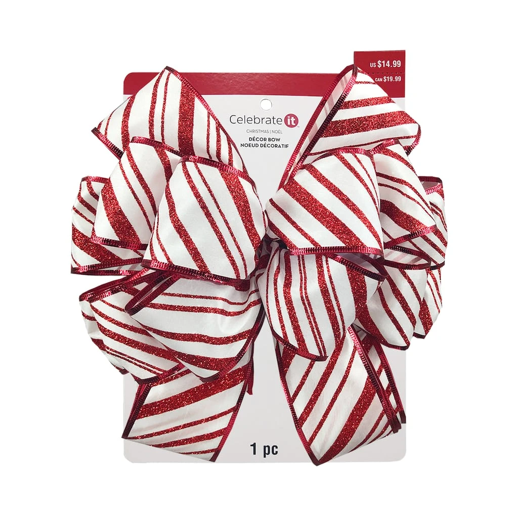 Budget β¨ 20.5" π― Candy Cane Stripe Tree Topper Bow by Celebrate It™ β Christmas π₯° 1 Budget β¨ 20.5" π― Candy Cane Stripe Tree Topper Bow by Celebrate It™ β Christmas π₯°