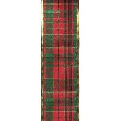 Discount 🧨 20.5" Red & Green Plaid Tree Topper Bow with Gold Edges by Celebrate It™ Christmas 🧨 -Celebrate It Sales Shop 10669927 3
