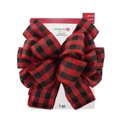 Best deal 👏 20.5" Red & Black Buffalo Check Tree Topper Bow by Celebrate It™ Christmas 🌟