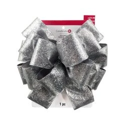 Hot Sale 😉 20.5" Silver Glitter Tree Topper Bow by Celebrate It™ Christmas 🔥