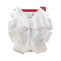 Cheap 😀 20.5" Iridescent White Glitter Tree Topper Bow by Celebrate It™ Christmas 😀