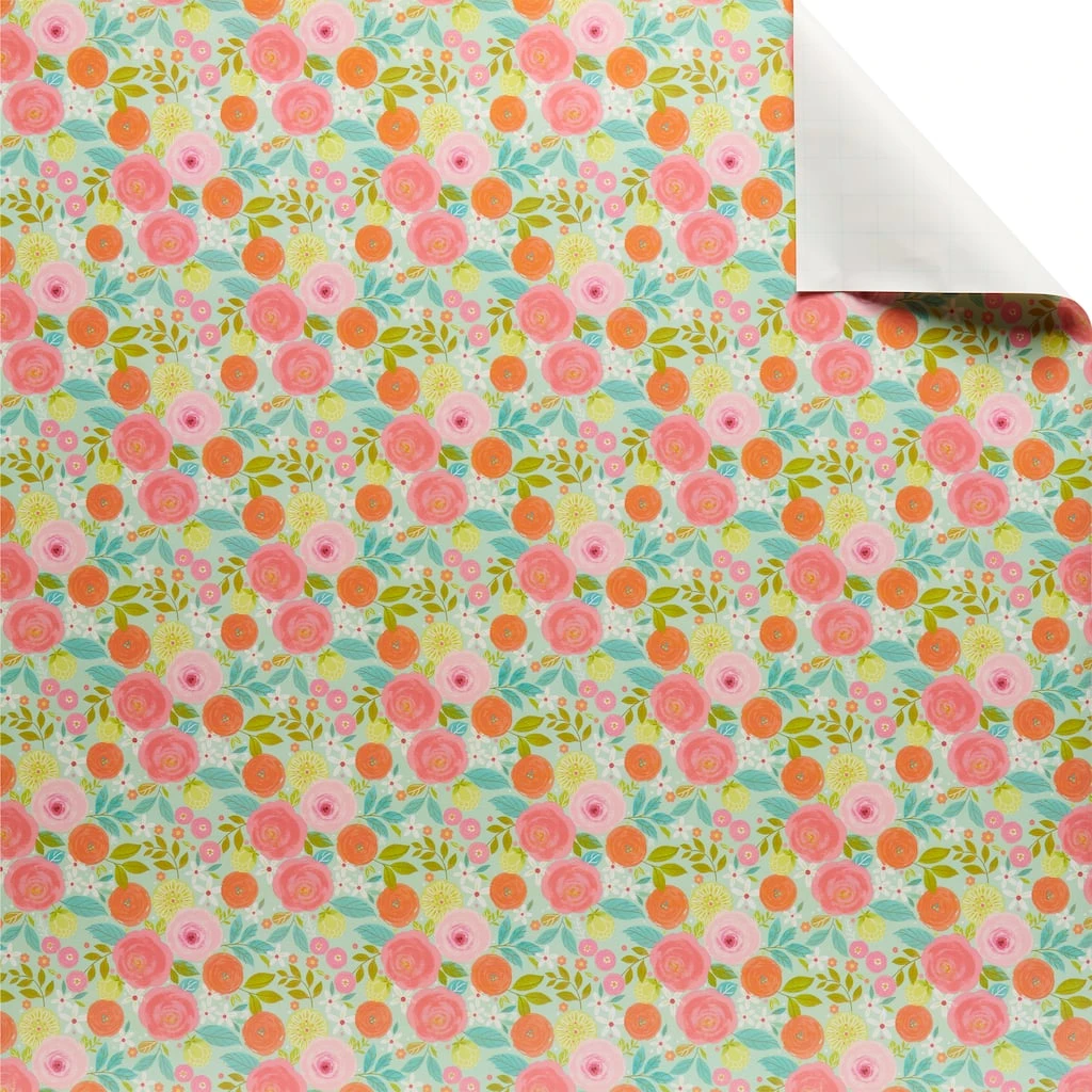 Budget ⭐ 12 Pack: Mint Floral Gift Wrap by Celebrate It™ 🧨 1 Budget ⭐ 12 Pack: Mint Floral Gift Wrap by Celebrate It™ 🧨