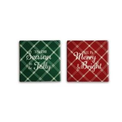 Coupon ❤️ Assorted 4" Plaid Ceramic Coaster by Celebrate It™ ❄ Christmas 🌟