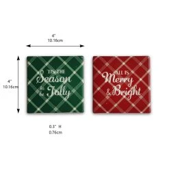 Coupon ❤️ Assorted 4" Plaid Ceramic Coaster by Celebrate It™ ❄ Christmas 🌟 -Celebrate It Sales Shop 10676987 3
