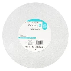 Outlet 💯 12" Silver Glitter Cake Boards by Celebrate It®, 3ct. ⌛ -Celebrate It Sales Shop 10685249 1