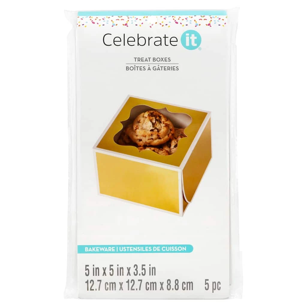 Cheapest 🧨 5" Gold Window Treat Boxes by Celebrate It®, 5ct. 🥰 1 Cheapest 🧨 5" Gold Window Treat Boxes by Celebrate It®, 5ct. 🥰