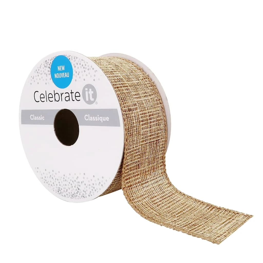 Coupon ⌛ 1.5'' x 3yd. Linen Wired Textured Ribbon by Celebrate It® 🤩 1 Coupon ⌛ 1.5'' x 3yd. Linen Wired Textured Ribbon by Celebrate It® 🤩