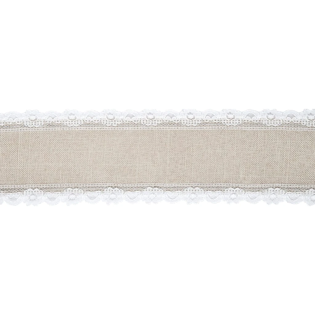 Deals β¨ 12 Pack: 2.5" x 3yd. Faux Linen & Lace Wired Ribbon by Celebrate It™ π 3 Deals β¨ 12 Pack: 2.5" x 3yd. Faux Linen & Lace Wired Ribbon by Celebrate It™ π - Image 3