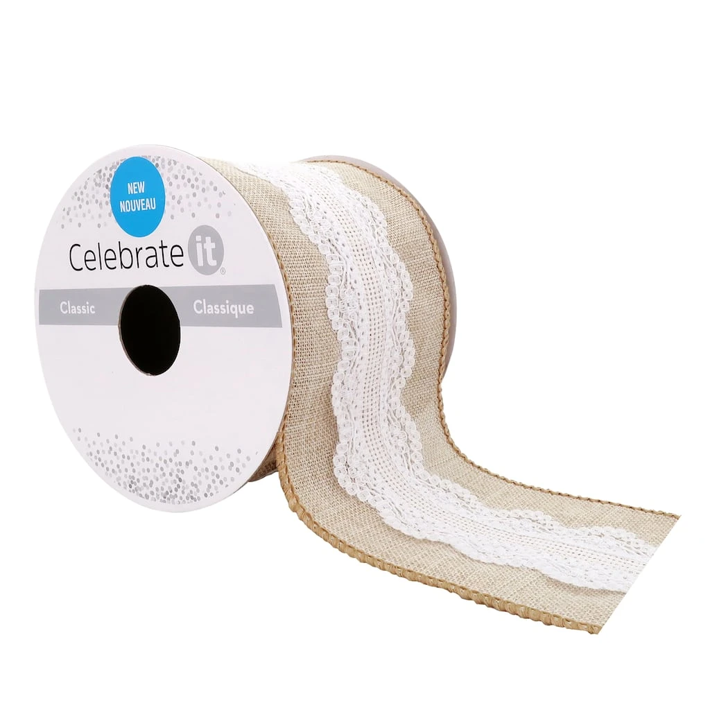 Best reviews of π 12 Pack: 2.5" x 2yd. Faux Linen & Lace Wired Ribbon by Celebrate It™ β 1 Best reviews of π 12 Pack: 2.5" x 2yd. Faux Linen & Lace Wired Ribbon by Celebrate It™ β