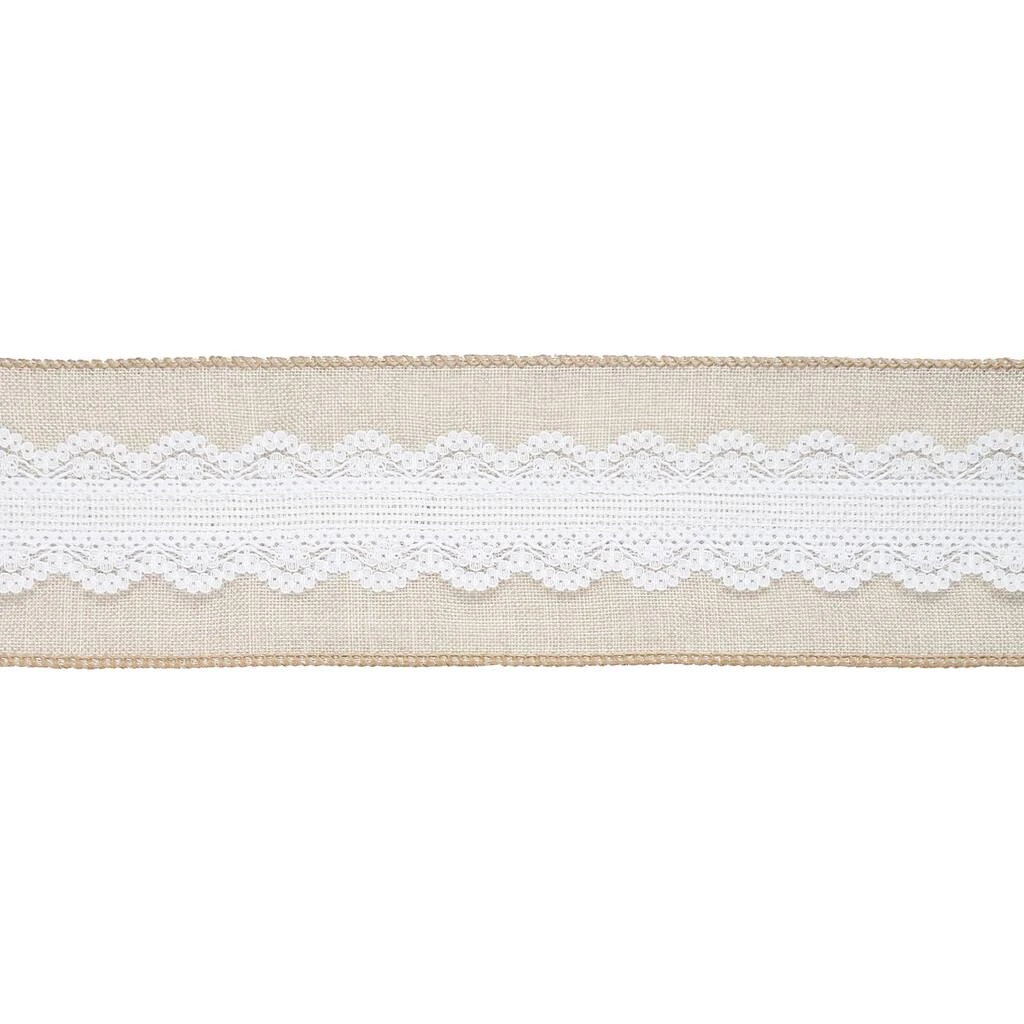 Cheap 👍 2.5" x 2yd. Faux Linen & Lace Wired Ribbon by Celebrate It™ ❤️ 3 Cheap 👍 2.5" x 2yd. Faux Linen & Lace Wired Ribbon by Celebrate It™ ❤️ - Image 3