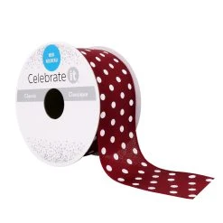 Coupon ✔️ 12 Pack: 1.5" x 3yd. Taffeta Wired Polka Dot Ribbon by Celebrate It™ ⭐