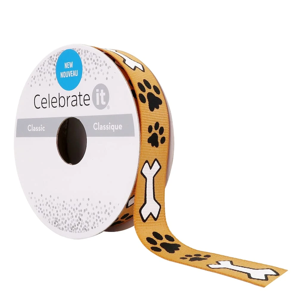 Best deal ⭐ 12 Pack: 5/8" x 7yd. Grosgrain Paw Print & 🥰 Dog Bone Ribbon by Celebrate It™ ⭐ 1 Best deal ⭐ 12 Pack: 5/8" x 7yd. Grosgrain Paw Print & 🥰 Dog Bone Ribbon by Celebrate It™ ⭐