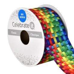 Top 10 🎉 1.5" x 3yd. Grosgrain Wired Rainbow Weave Ribbon by Celebrate It® ⭐