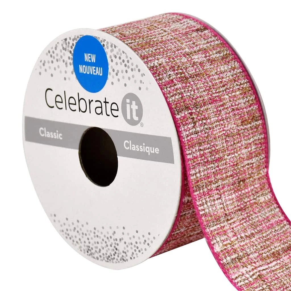 Promo ⌛ 1.5" x 3yd. Faux Cotton Wired Ribbon by Celebrate It® ⌛ 1 Promo ⌛ 1.5" x 3yd. Faux Cotton Wired Ribbon by Celebrate It® ⌛