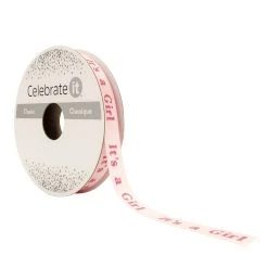 Hot Sale 🤩 3/8" x 7yd. Satin It's a Girl Ribbon by Celebrate It® ⭐