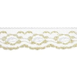 Coupon 🤩 1.25'' x 3 yd. White and Gold Lace Trim Ribbon by Celebrate It® 🤩 -Celebrate It Sales Shop 10691906 3