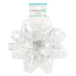 Budget 😍 6" Clear & Silver Trim Gift Bow by Celebrate It™ ✔️