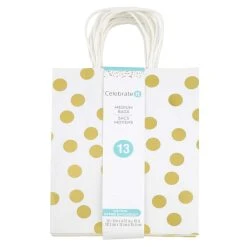 Deals 👍 Medium Gold & White Polka Dot Gift Bag Value Pack by Celebrate It™ ⭐