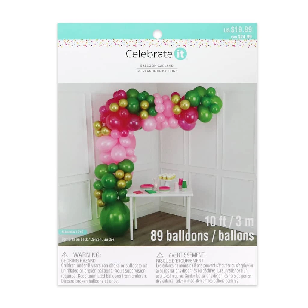 New ❤️ 10ft. Pink, Green & Gold Balloon Garland Kit by Celebrate It™ ✨ Summer ✔️ 1 New ❤️ 10ft. Pink, Green & Gold Balloon Garland Kit by Celebrate It™ ✨ Summer ✔️