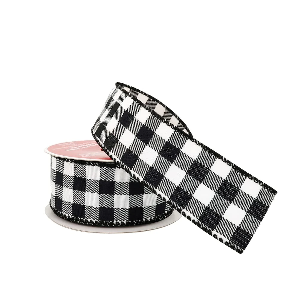 Best Sale π 1.5" x 30ft. Wired Check Ribbon by Celebrate It® Christmas π 2 Best Sale π 1.5" x 30ft. Wired Check Ribbon by Celebrate It® Christmas π - Image 2