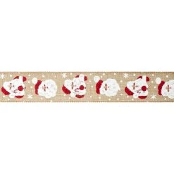Brand new ✔️ 1.5" x 30ft. Faux Linen Wired Santa Face Ribbon by Celebrate It® ❄ Christmas 🧨 -Celebrate It Sales Shop 10695969 3